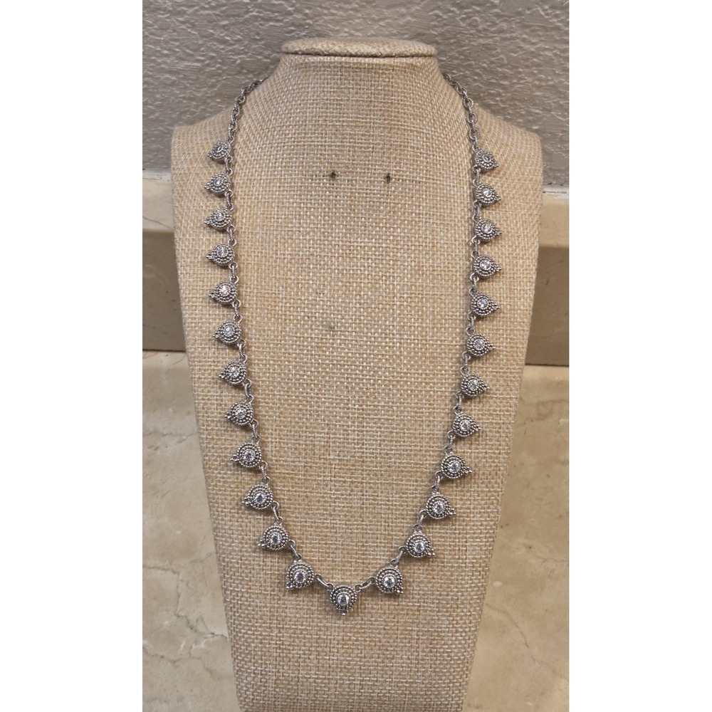 Retired‎ Judith Ripka Sterling Silver Round CZ Cubic Zirconia Stationed Necklace